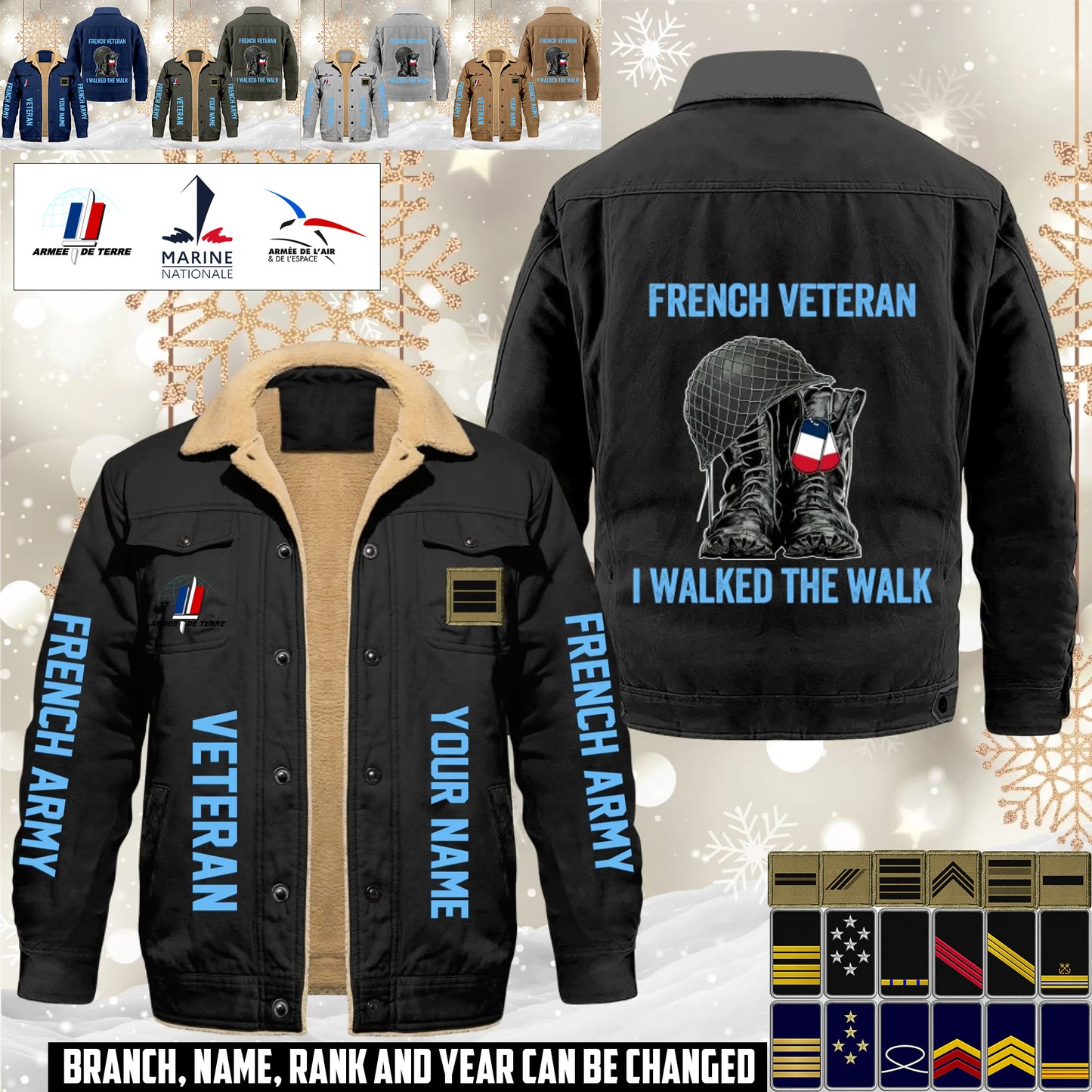 Personalized France Soldier/ Veteran With Name And Rank Cargo Fleece Jacket - 17593632