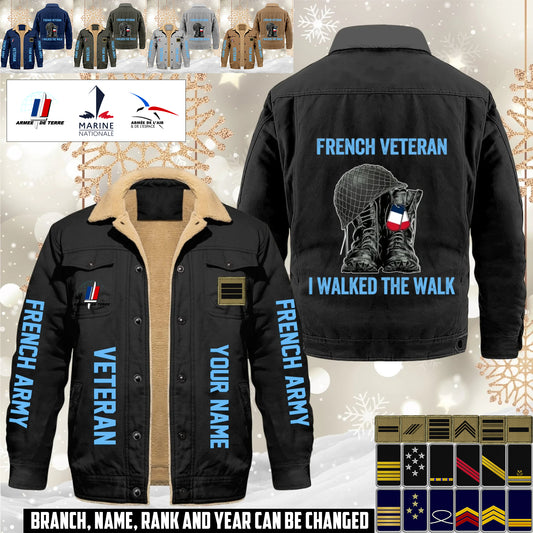 Personalized France Soldier/ Veteran With Name And Rank Cargo Fleece Jacket - 17593632