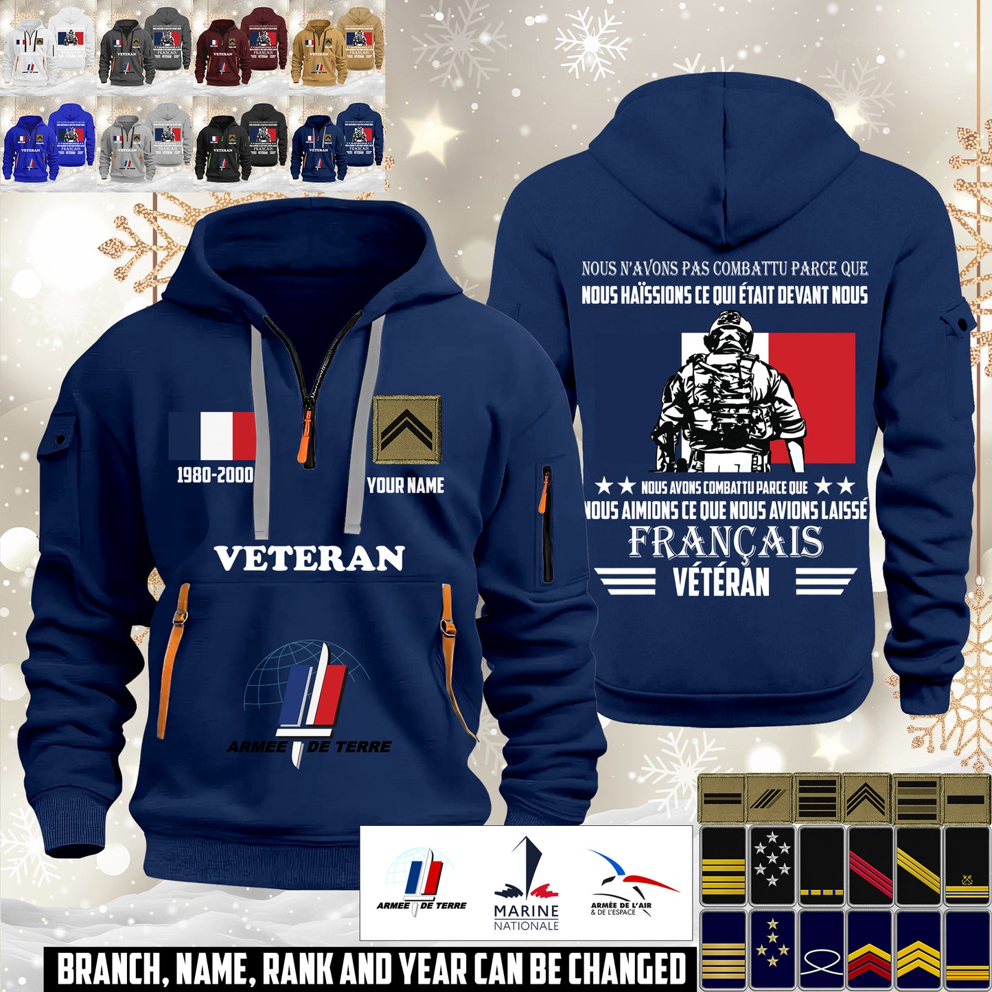 Personalized France Soldier/ Veteran With Name, Year And Rank Zip Hoodie Multicolor - 17643744