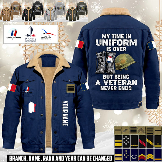 Personalized France Soldier/ Veteran With Name And Rank Cargo Fleece Jacket - 17645472