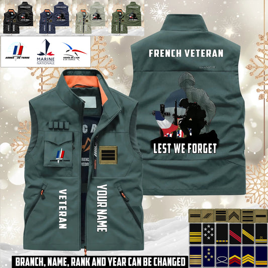 Personalized France Soldier/ Veteran With Name & Rank Sleeveless Jacket Multicolor - 17632512