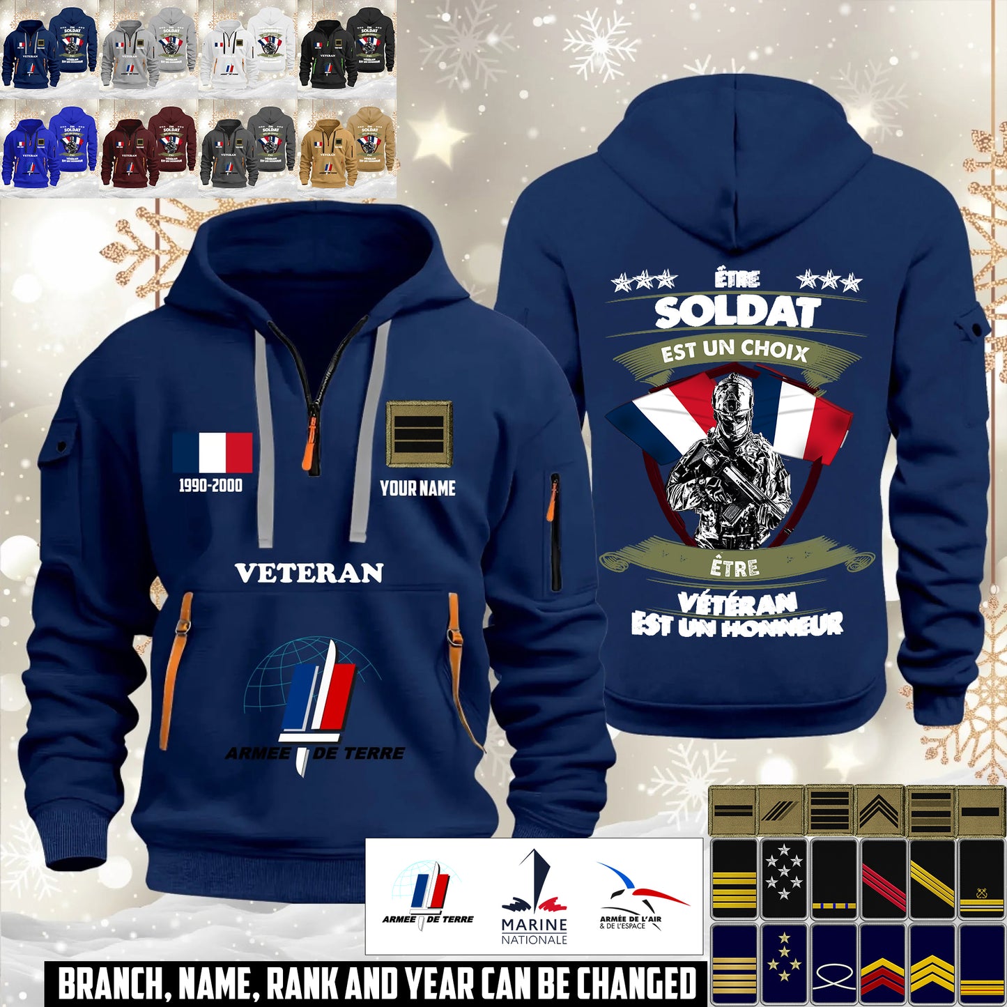 Personalized France Soldier/ Veteran With Name, Year And Rank Zip Hoodie Multicolor - 17563392