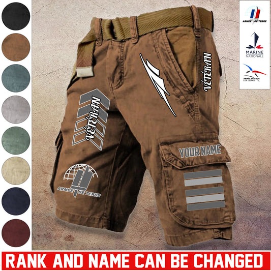 Personalized France Soldier/ Veteran With Rank And Name Demin Shorts Multicolor - 17686944