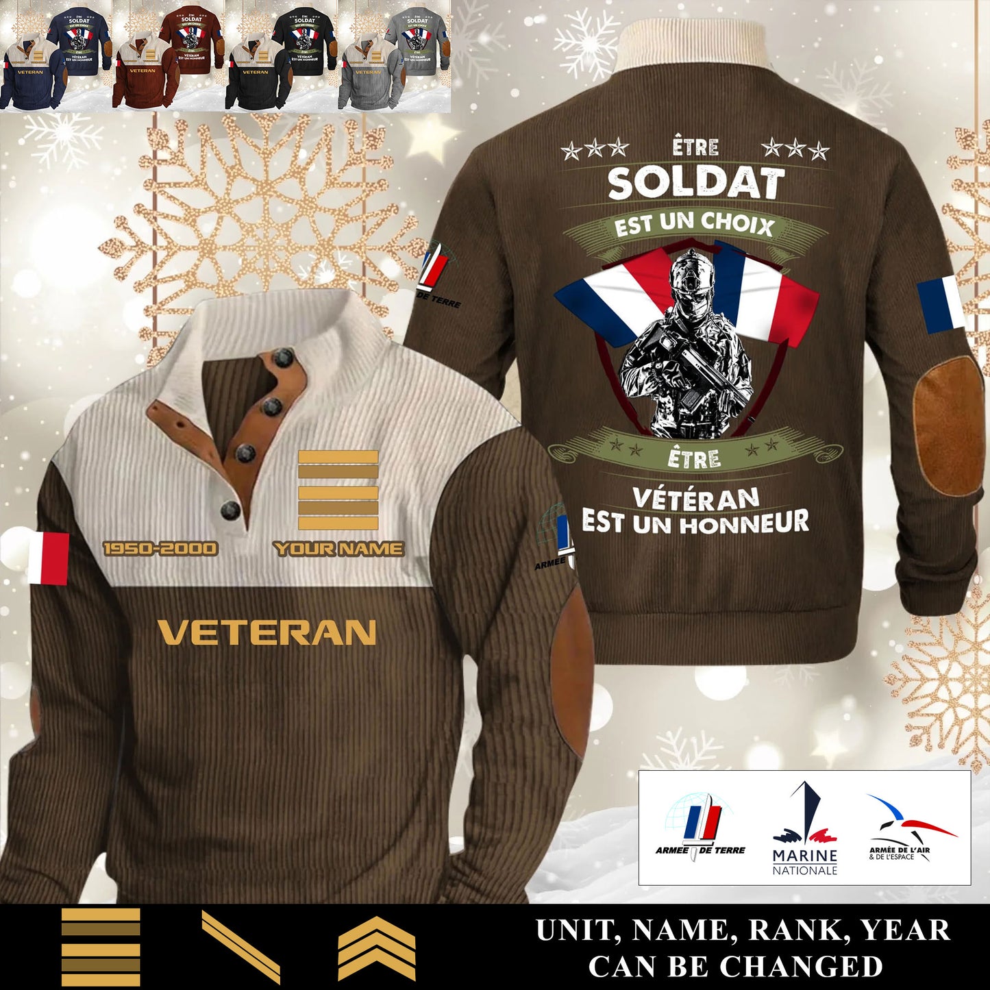 Personalized France Soldier/ Veteran With Name, Year And Rank Sports Sweatshirt - 17565120