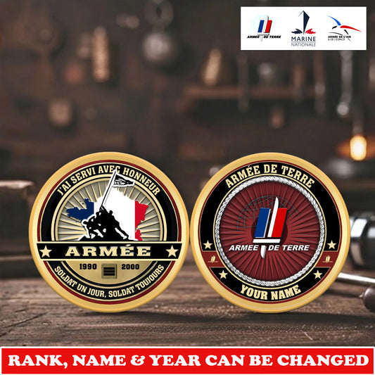 Personalized France Veteran/ Soldier With Rank, Name And Year Challenge Coin - 17732736