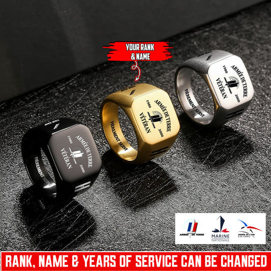 Personalized France Soldier/Veteran with Name, Year and Rank Engraved Men’s Ring - 1763424001