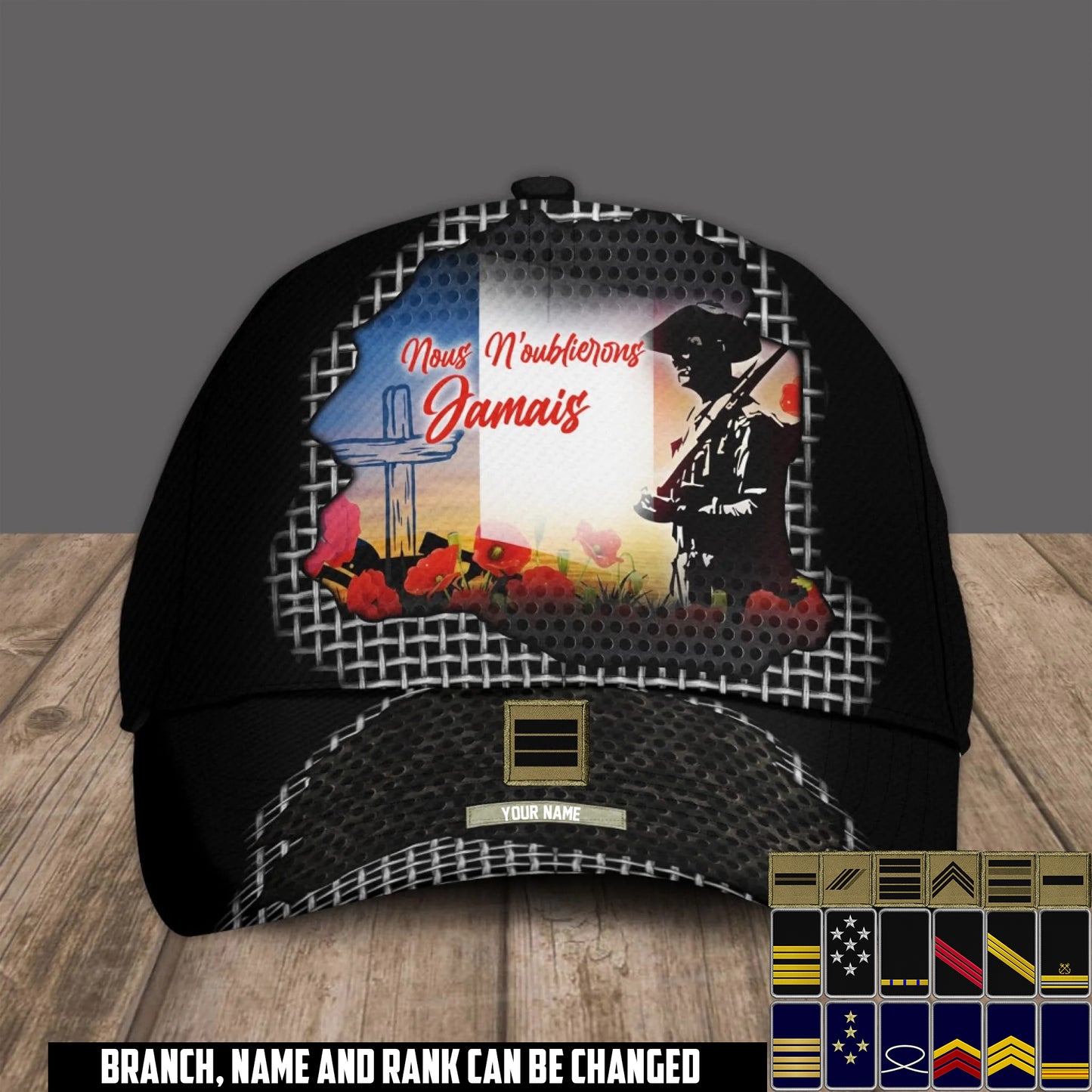 Personalized Rank And Name France Soldier/Veterans Baseball Cap - 17680896