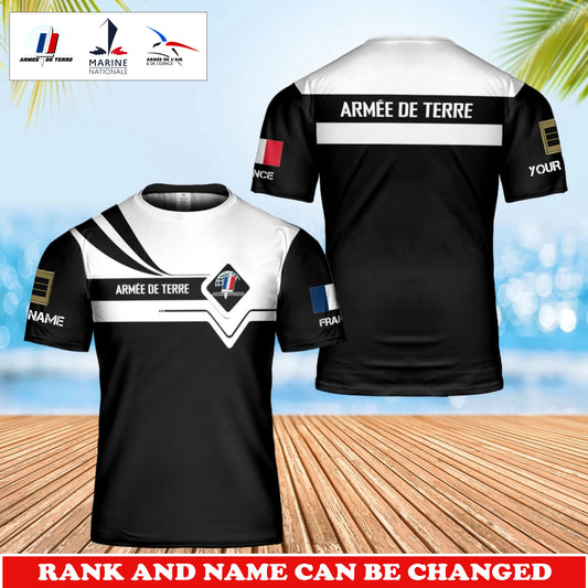 Personalized France Soldier/Veteran Camo with Rank and Name T-Shirt All Over Printed - 17748288