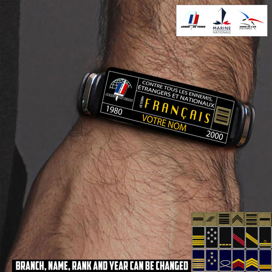 Personalized France Soldier/ Veteran With Rank, Name And Year Bracelet - 17638560