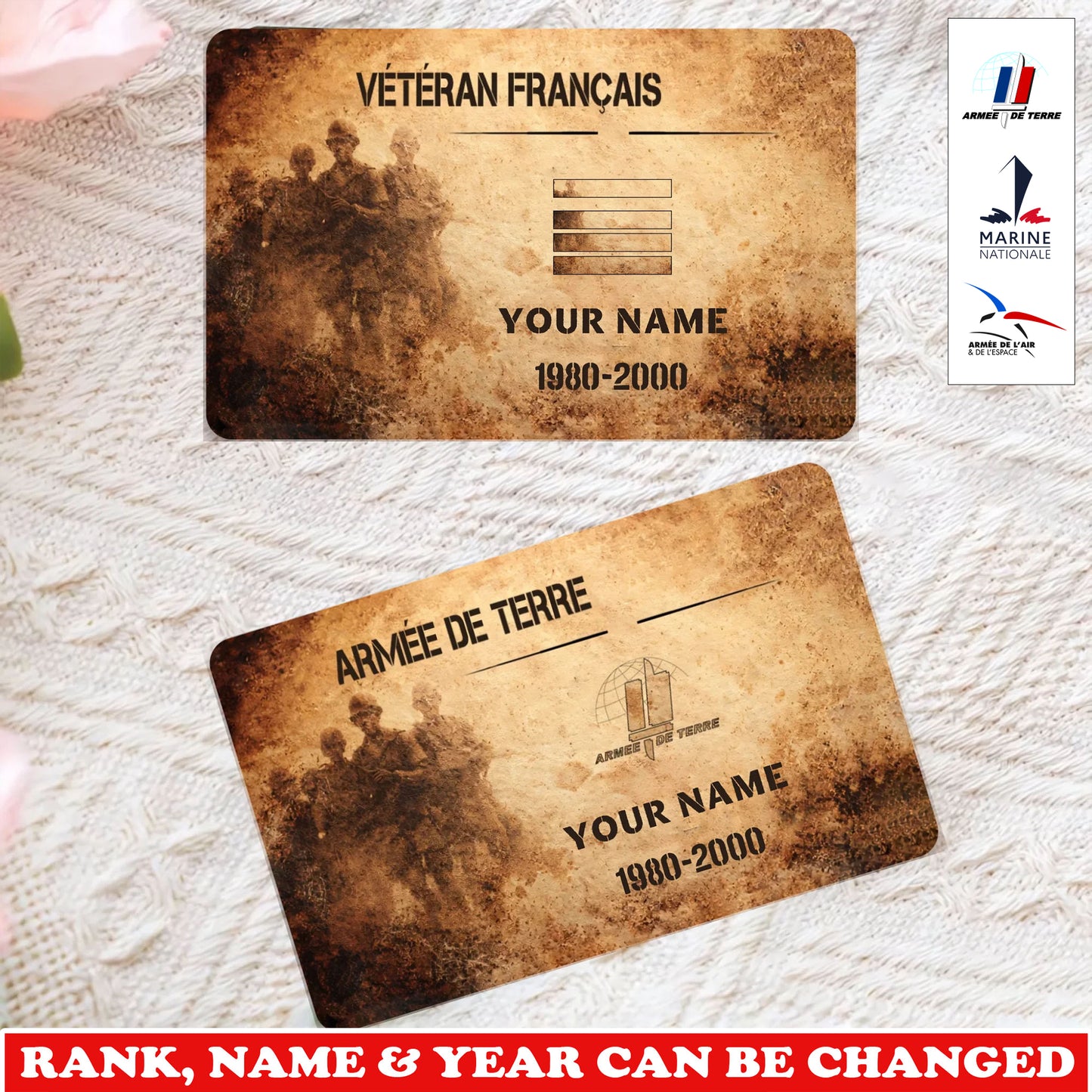 Personalized France Soldier/ Veteran With Rank, Name And Year Aluminum Wallet Card - 17735328