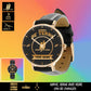 Personalized France Soldier/ Veteran With Name, Rank and Black Stitched Leather Watch - 17424288 - Gold Version