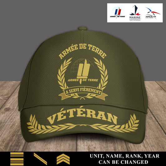 Personalized Rank, Year And Name France Soldier/Veterans Baseball Cap - 17537472