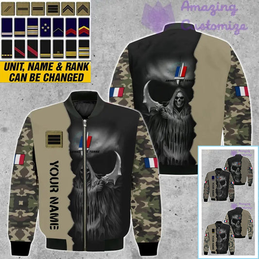 Personalized France Soldier/ Veteran Camo With Name And Rank Bomber Jacket 3D Printed  - 260124QA