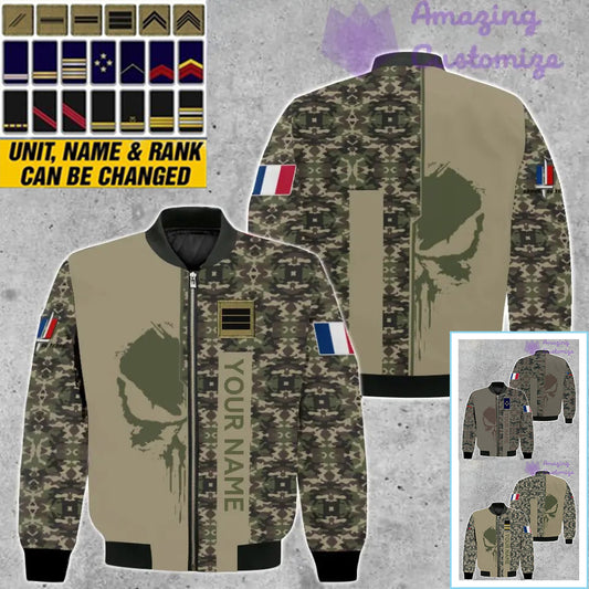 Personalized France Soldier/ Veteran Camo With Name And Rank Bomber Jacket 3D Printed  - 10052401QA