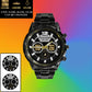 Personalized France Soldier/ Veteran With Name, Rank and Year Black Stainless Steel Watch - 27042401QA - Gold Version