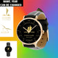 Personalized France Soldier/ Veteran With Name And Year Black Stitched Leather Watch - 17105472 - Gold Version