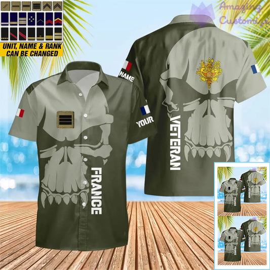 Personalized France Soldier/ Veteran Camo With Name And Rank Hawaii Shirt 3D Printed  - 1602240001