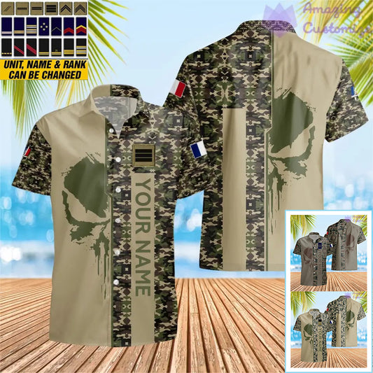 Personalized France Soldier/ Veteran Camo With Name And Rank Hawaii Printed  - 17152992
