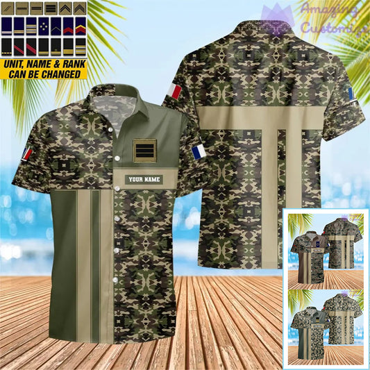 Personalized France Soldier/ Veteran Camo With Name And Rank Hawaii Printed  - 17150400
