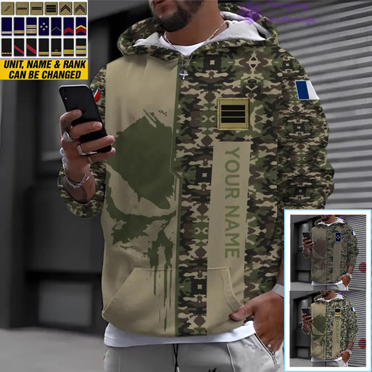 Personalized France Soldier/ Veteran Camo With Name And Rank Hoodie Printed  - 10052401QA