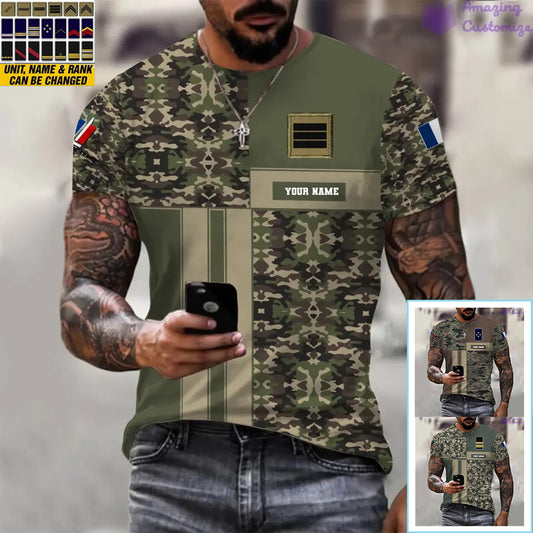 Personalized France Soldier/ Veteran Camo With Name And Rank T-shirt Printed  - 07052401QA
