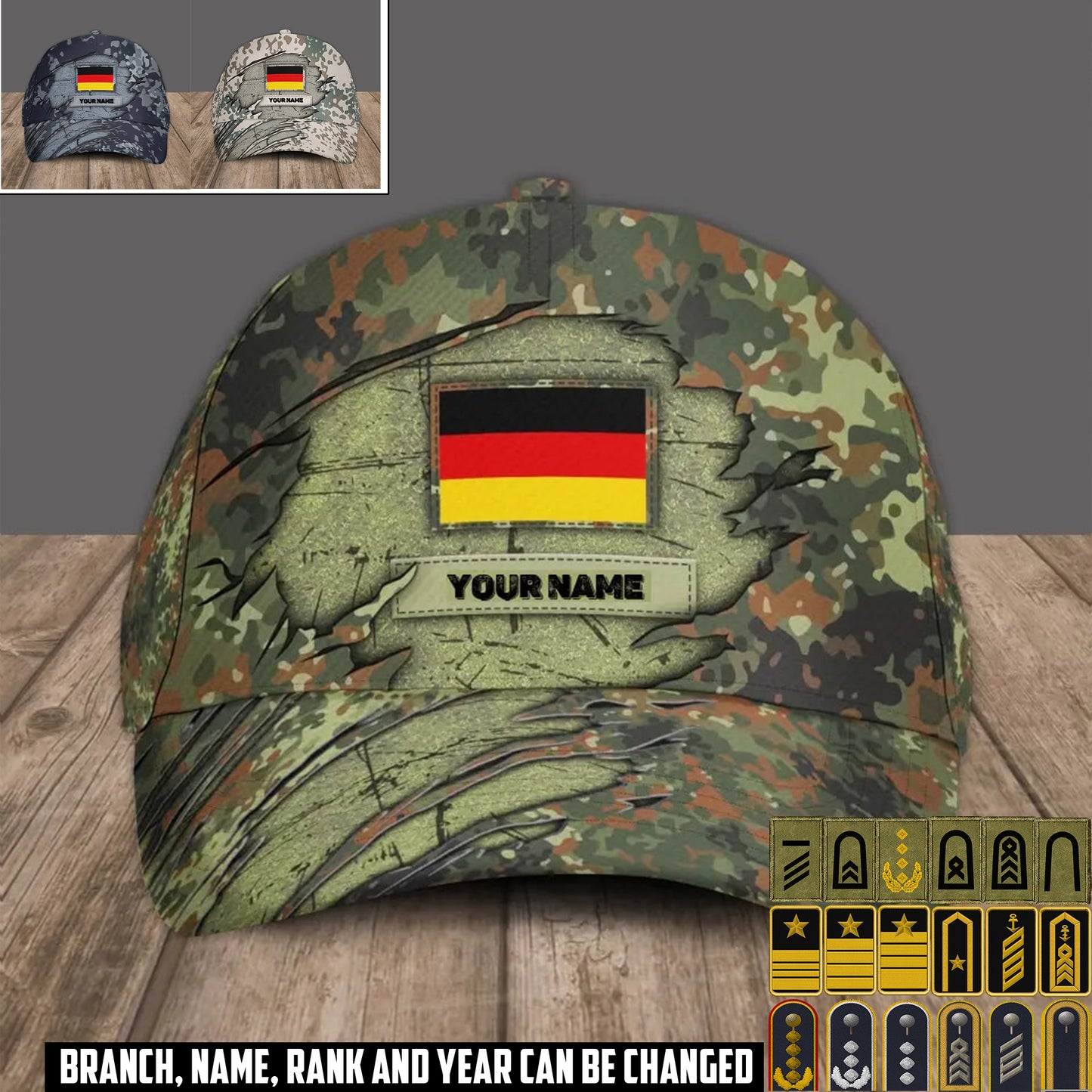 Personalized Name Germany Soldier/Veterans Camo Baseball Cap - 1684368001