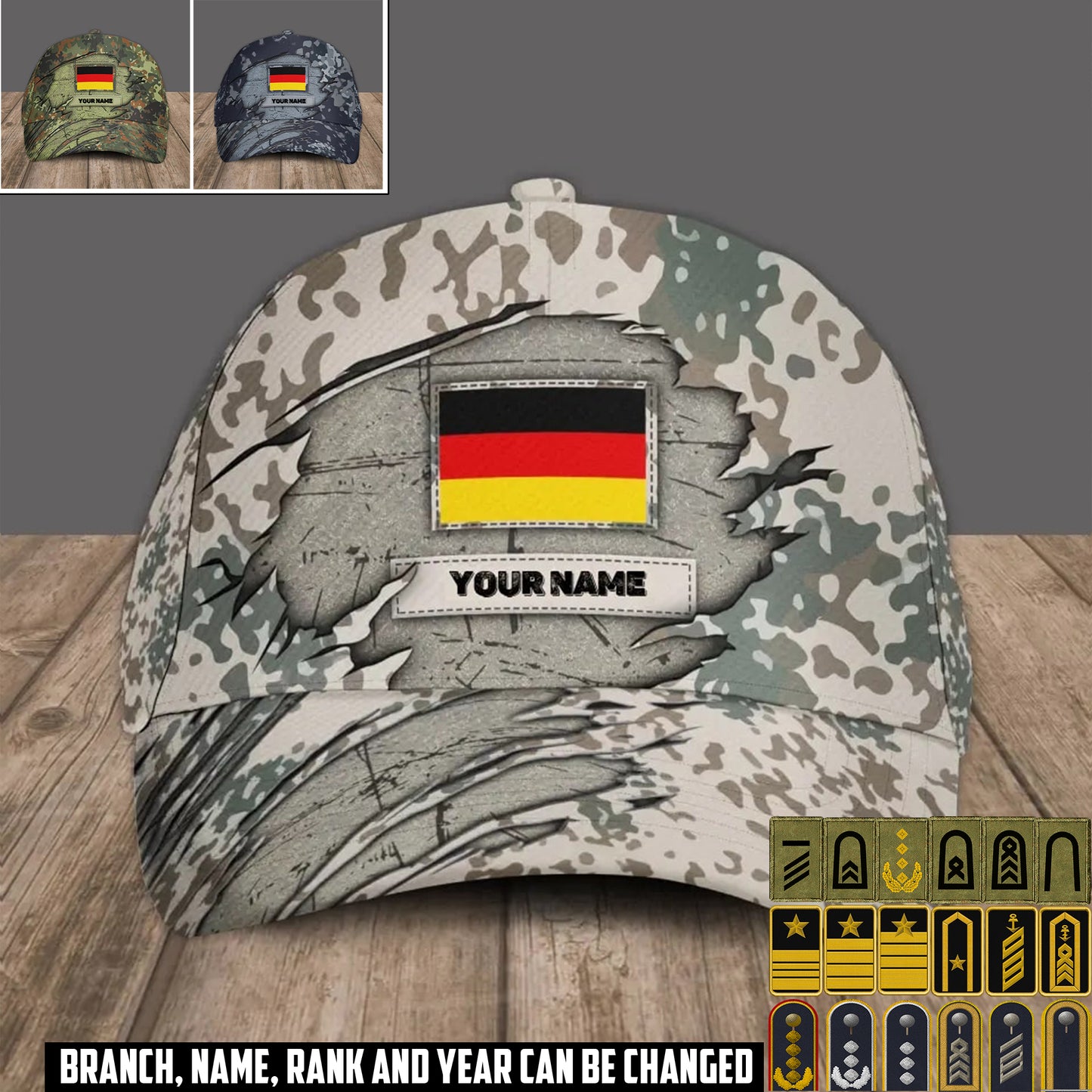 Personalized Name Germany Soldier/Veterans Camo Baseball Cap - 1684368001