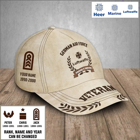 Personalized Rank, Year And Name Germany Soldier/Veterans Baseball Cap - 1721260803