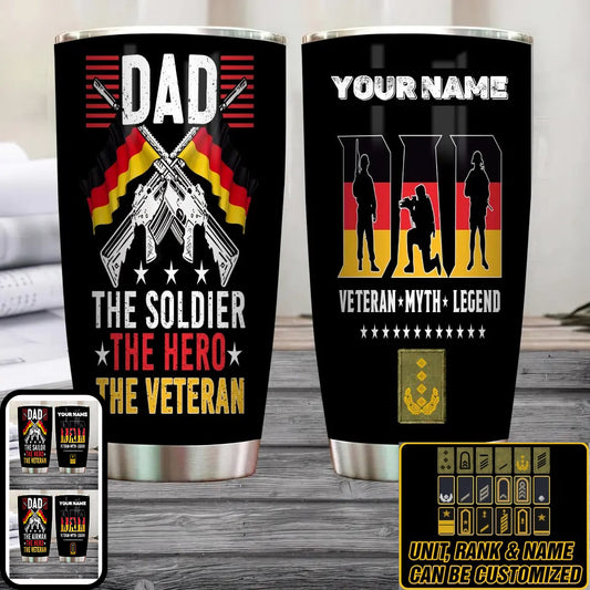 Personalized German Veteran/ Soldier With Rank And Name Camo Tumbler All Over Printed 1804230008
