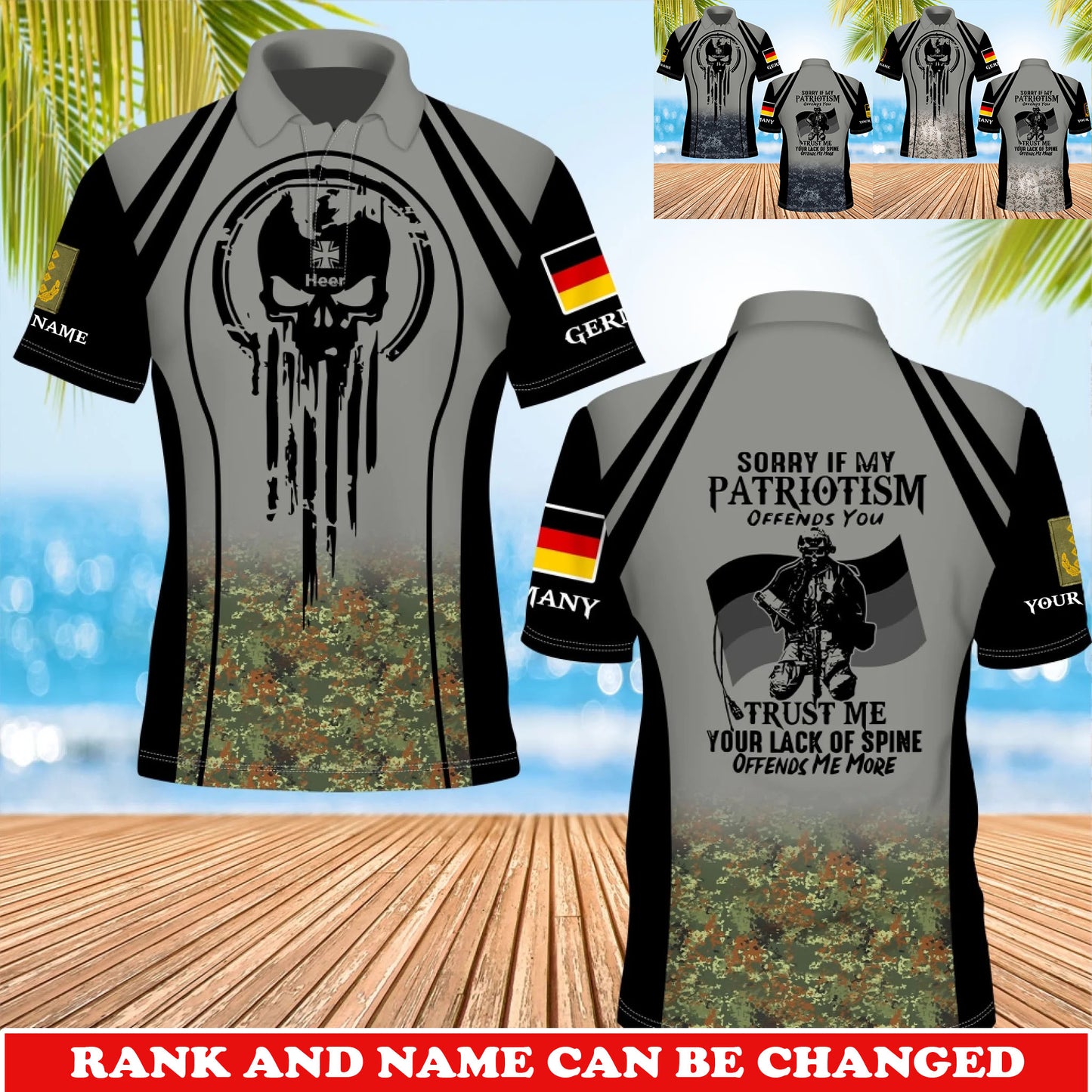 Personalized Germany Soldier/Veteran Camo with Rank and Name T-Shirt All Over Printed - 17741376