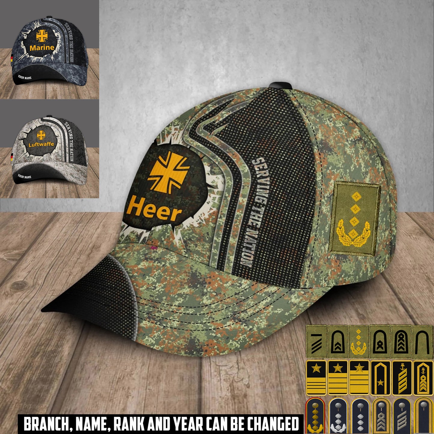 Personalized Rank And Name Germany Soldier/Veterans Baseball Cap - 1759708805