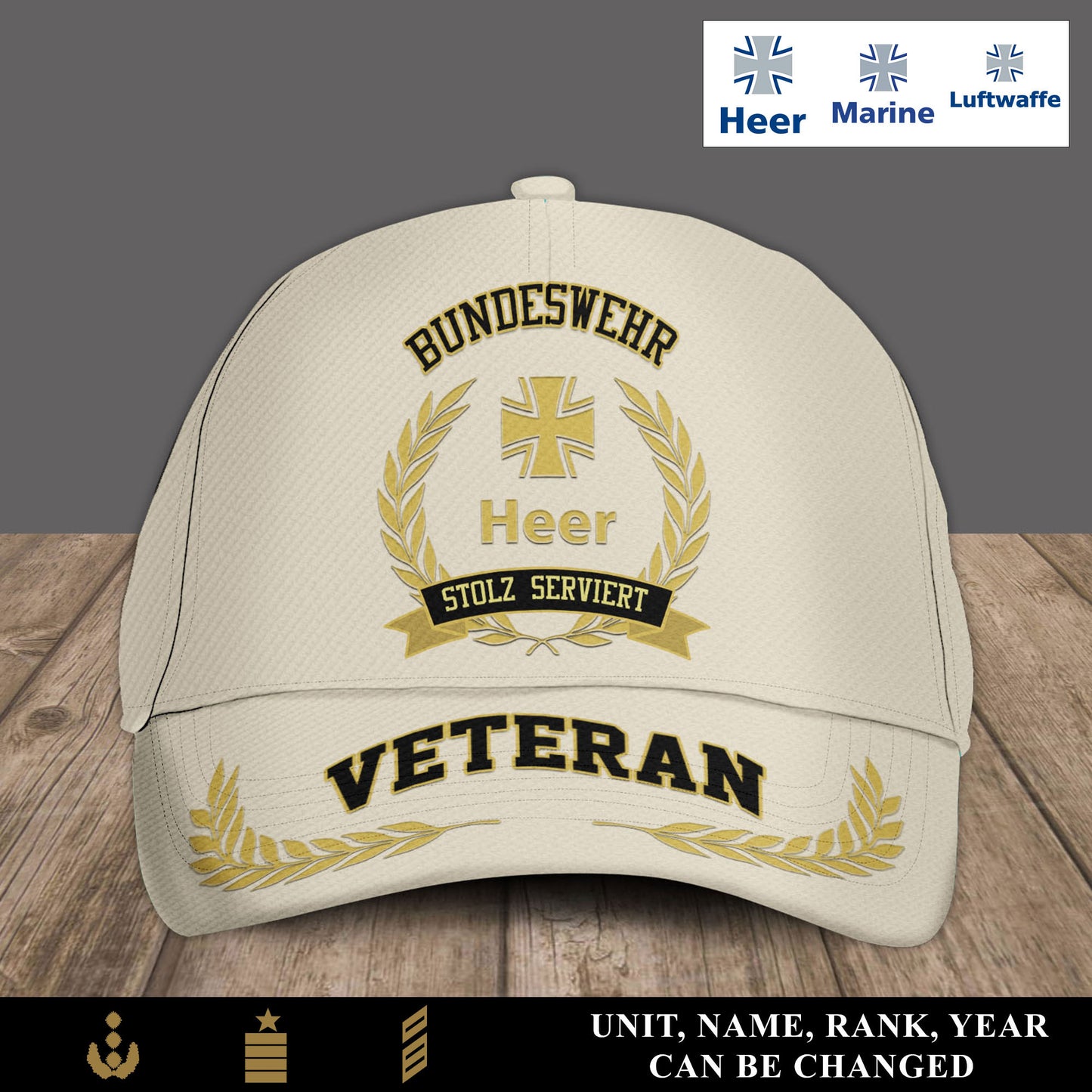 Personalized Rank, Year And Name Germany Soldier/Veterans Baseball Cap - 17536608