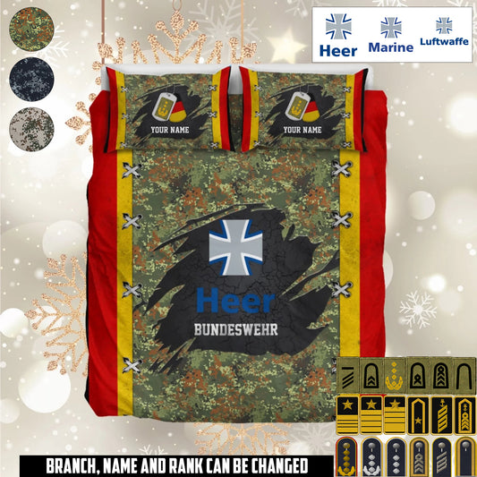 Personalized Germany Soldier/ Veteran Camo With Name And Rank Bedding Set - 17658432