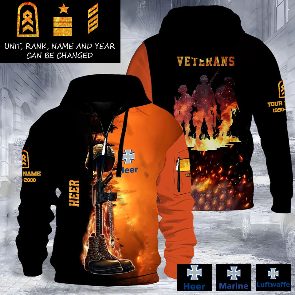 Personalized Germany Soldier/ Veteran With Rank, Year And Name 3D Half-zip Hoodie - 17509824