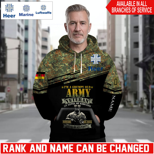 Personalized Germany Soldier/Veteran Camo with Name and Rank Hoodie Sweater All Over Printed - 1761350403