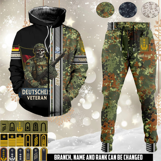 Personalized Germany Soldier/Veteran Camo with Rank And Name Combo Zip Hoodie + Jogger - 17616960