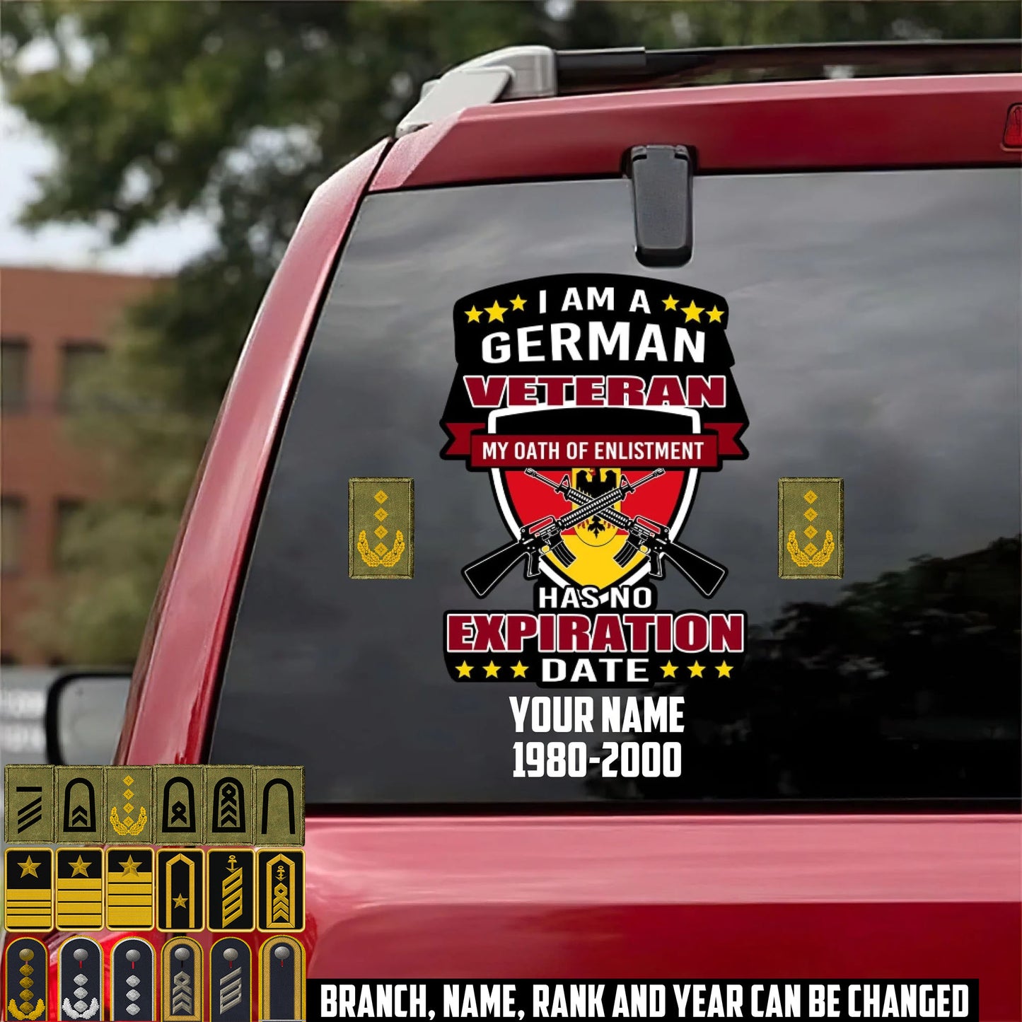 Personalized Name Rank And Year Germany Veteran/Soldier Car Decal Printed - 17489952