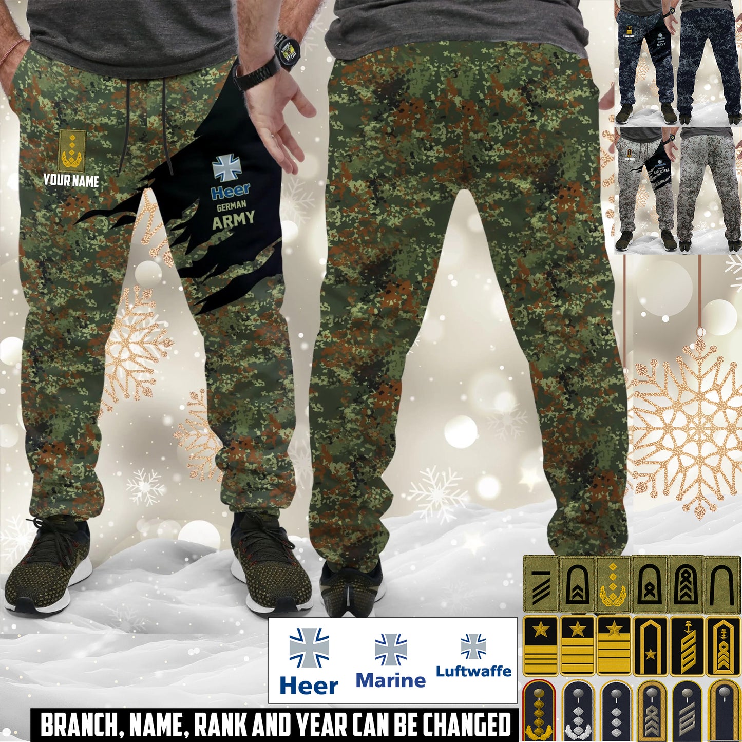 Personalized Germany Soldier/ Veteran With Name And Rank Unisex Jogger - 17584128