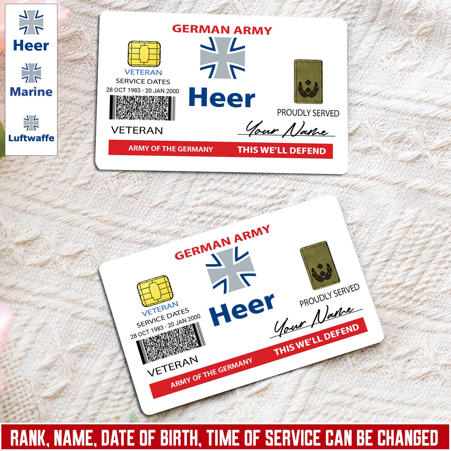 Personalized Germany Soldier/ Veteran With Rank, Name And Year Aluminum Wallet Card - 17472672