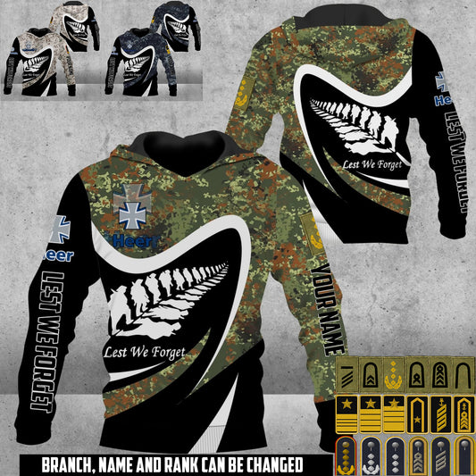 Personalized Germany Soldier/Veteran Camo with Name & Rank Hoodie All Over Printed - 17673984