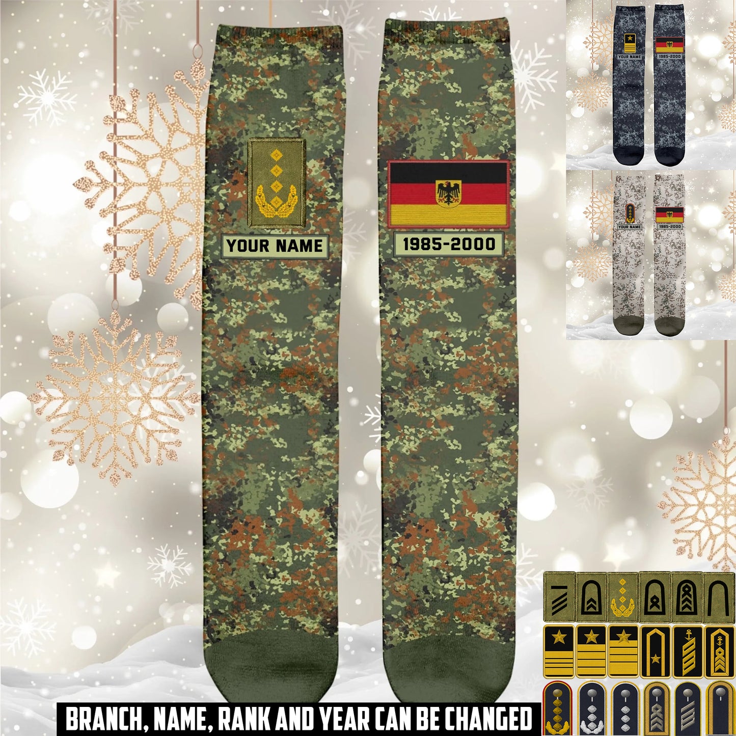 Personalized Germany Soldier/ Veteran With Name And Rank Socks - 17591904