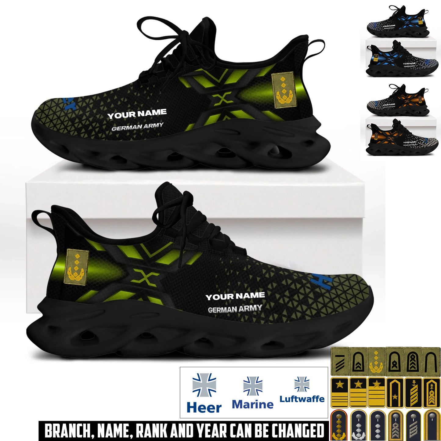 Personalized Germany Soldier/ Veteran With Name And Rank Men Sneakers - 17592768