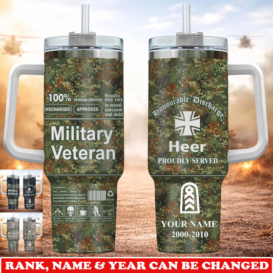 Personalized Germany Veteran/ Soldier With Rank, Year And Name Camo Tumbler - 17745696