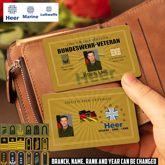 Personalized Germany Soldier/ Veteran With Rank, Name And Year Aluminum Wallet Card - 17548704