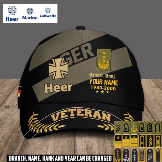 Personalized Name Year & Rank Germany Soldier/Veterans Baseball Cap - 1759968004