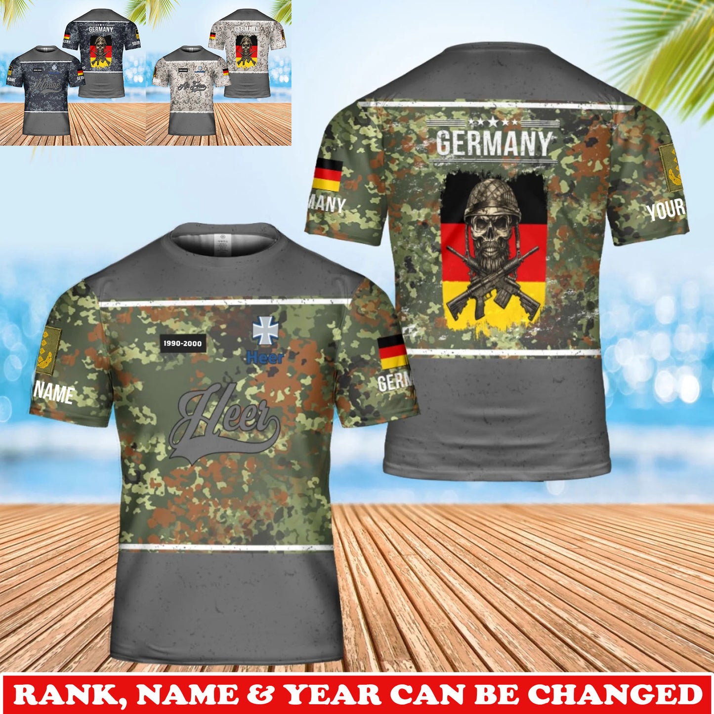 Personalized Germany Soldier/Veteran Camo with Rank, Name & Year T-Shirt All Over Printed - 17738784