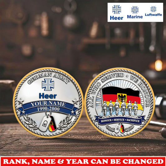 Personalized Germany Veteran/ Soldier With Rank,  Name And Year Challenge Coin - 17743104
