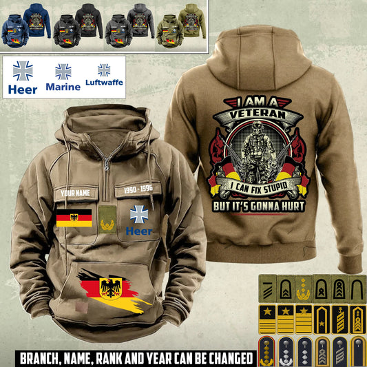 Personalized Germany Soldier/Veteran Vintage Hoodie All Over Printed - 17544384