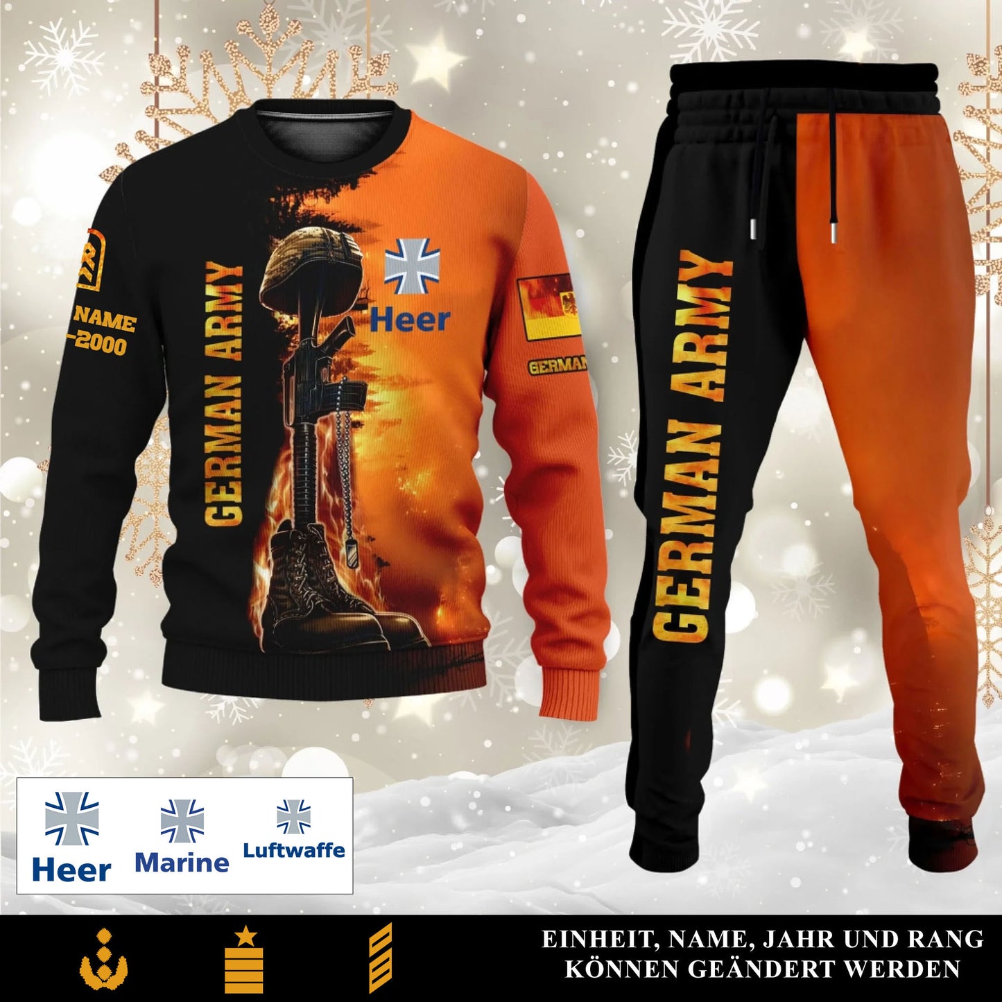 Deutsches Set Pullover + Jogginghose – mit Name, Rang & Jahr personalisierbar - 17284320