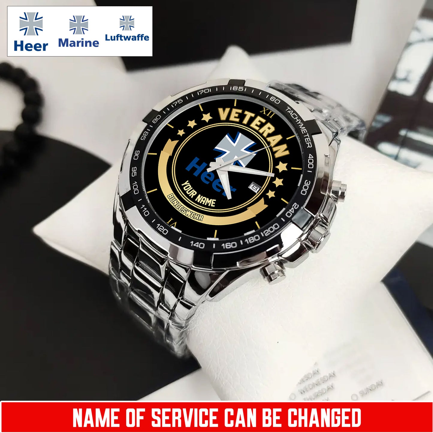 Personalized Name Germany Soldier/Veterans Men Quartz Wristwatch - 17683488